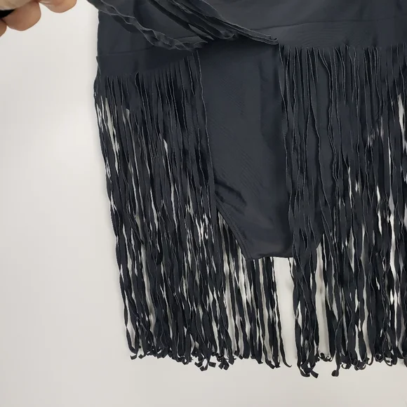Black Fringe Swim bottom Women's Size Large - Picture 3 of 6